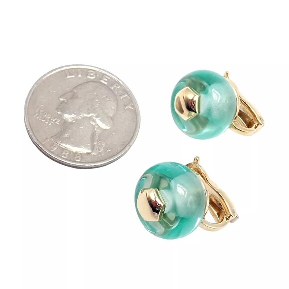 Authentic! Vintage Marina B 18k Yellow Gold Pneu Crystal Earrings - Picture 5 of 15